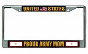 United States Proud Army Mom Chrome License Plate Frame
