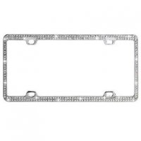 Chrome Metal Frame With Double Row Multicolored Diamonds