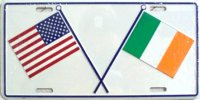 US & Irish Crossed Flags License Plate