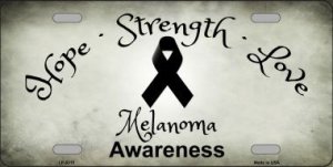 Melanoma Cancer Ribbon Metal License Plate