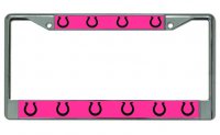 Horseshoes On Pink Chrome License Plate Frame