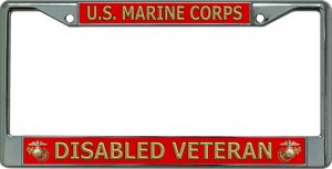 U.S. Marine Corps Disabled Veteran Chrome License Plate Frame