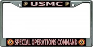 USMC Special Operations Command Chrome License Plate Frame