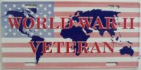 World War 2 Veteran Metal License Plate