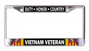 Vietnam Veteran Duty Honor Chrome License Plate Frame
