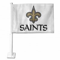 New Orleans Saints Logo White Car Flag