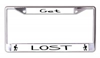Hiking Get Lost Chrome License Plate Frame