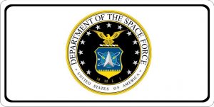 Space Force Logo On White Photo License Plate