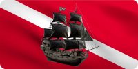 Pirate Ship On Diver Flag Photo License Plate