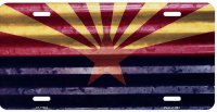 Distressed Arizona State Flag Metal License Plate