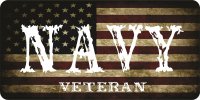 U.S. Navy Veteran On Worn U.S. Flag Photo License Plate