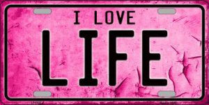 I Love Life Metal License Plate