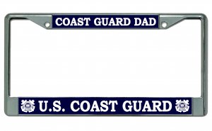 Coast Guard Dad Chrome License Plate Frame