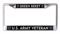 U.S. Army Veteran Green Beret Chrome License Plate Frame