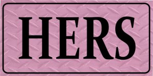 Hers On Pink Diamond Plate Photo License Plate