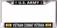 U.S. Army Vietnam Combat Veteran Chrome License Plate Frame