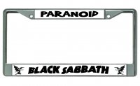 Black Sabbath Paranoid Chrome License Plate Frame