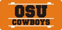 OSU Cowboys Bar Style Orange Laser Plate