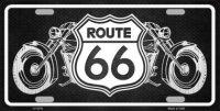 Route 66 With Bikes Metal License Plate