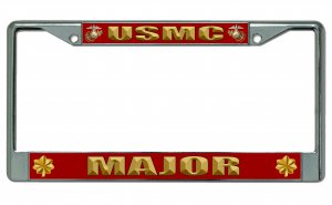 USMC Major Chrome Photo License Plate Frame
