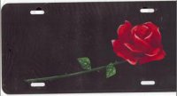 Red Rose Offset License Plate