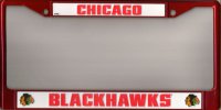 Chicago Blackhawks Red Metal License Plate Frame