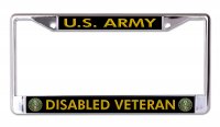 U.S. Army Disabled Veteran With Logo Chrome License Plate Frame
