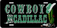 Cowboy Cadillac Metal License Plate