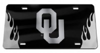 Oklahoma Sooners Black Crystal Mirror Laser License Plate