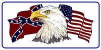 Confederate & U.S. Flag Crossed With Eagle Photo License Plate
