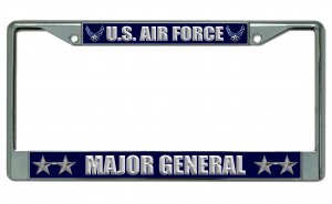 U.S. Air Force Major General Chrome License Plate Frame