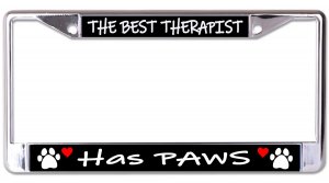 The Best Therapist Has Paws Chrome License Plate Frame