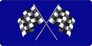 Racing Flags On Navy Blue Photo License Plate