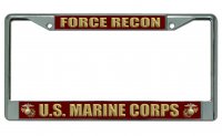 U.S. Marine Corps Force Recon Chrome License Plate Frame
