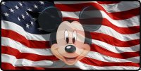 Mickey Face Transparent Logo On Flag Photo License Plate