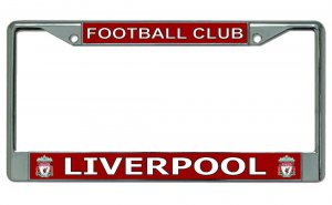 Liverpool Football Club On Red Chrome License Plate Frame