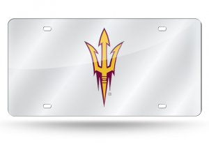 ASU Arizona State Sun Devils Silver Laser License Plate