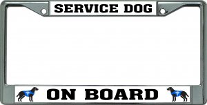 Service Dog On Board Chrome License Plate Frame