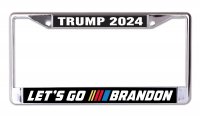 Trump 2024 Lets Go Brandon Chrome License Plate Frame