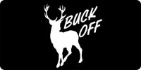 Buck Off On Black Photo License Plate