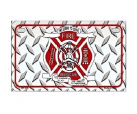 Fire Rescue Diamond Motorcycle License Plate