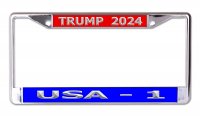 Trump 2024 USA-1 Chrome License Plate Frame