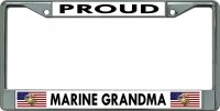 Proud Marine Grandma Chrome License Plate Frame