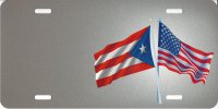 Offset Puerto Rico And United States Crossed Flags License Plate
