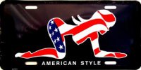 Mudflap Lady Black US Flag License Plate