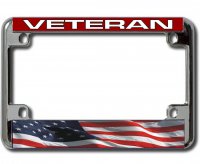 Veteran Wavy American Flag Chrome Motorcycle Frame