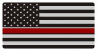 Thin Red Line On Grey U.S. Flag Photo License Plate