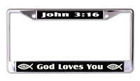 John 3:16 God Loves You Chrome License Plate Frame
