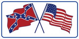 Confederate / USA Crossed Flags Photo License Plate