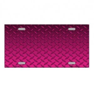 Diamond Plate Pink Background Metal License Plate